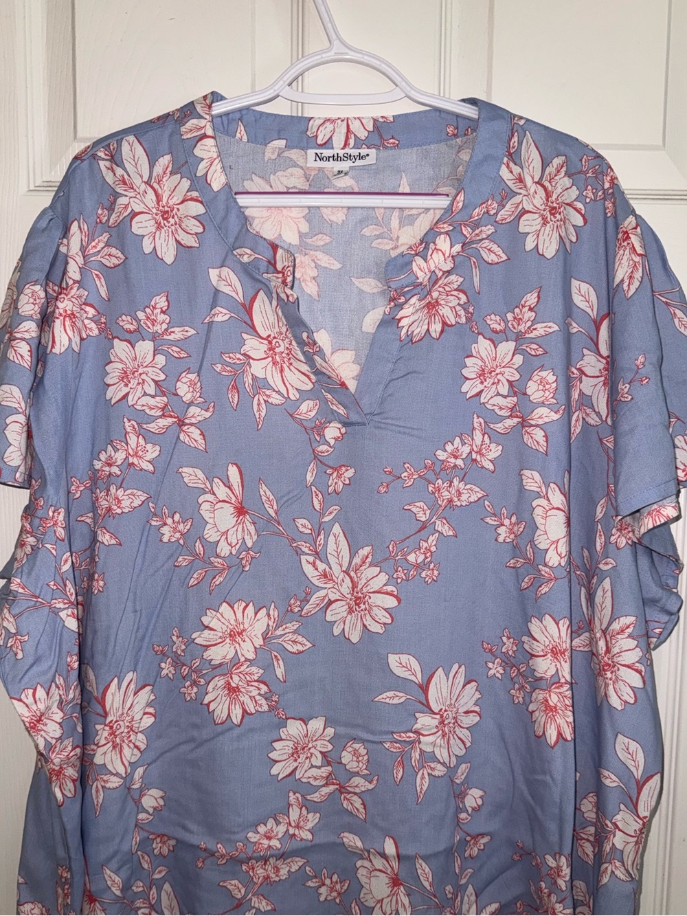 NorthStyle Lavender Blue Floral Short-Sleeve Tunic